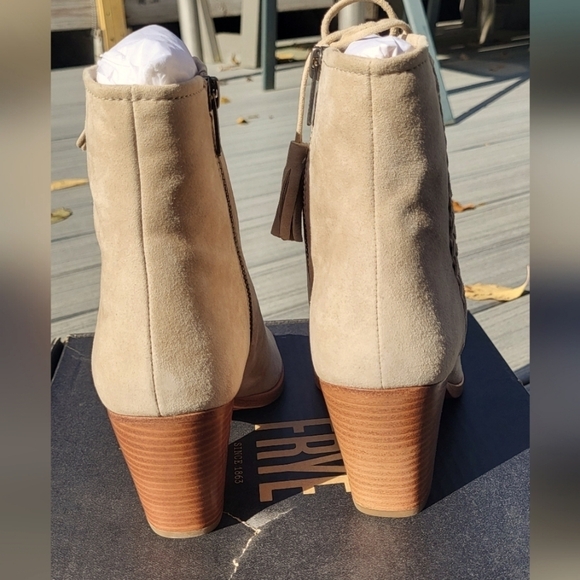 Frye Dani Whipstitch Lace Up Peep Toe Bootie NIB - Picture 5 of 14